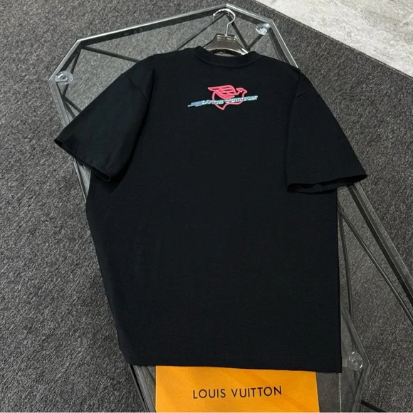 Louis Vuitton Black T-Shirt with Neon Graphic